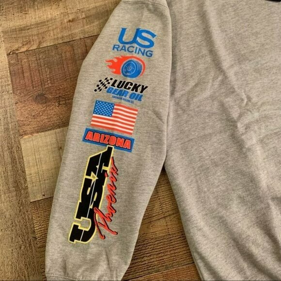 Boohoo man oversized racing graphic sweatshirt gray marl - S - Picture 8 of 10